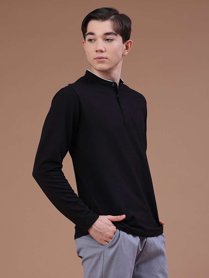 Men Textured Long Sleeve Regular Fit T-shirt - 22467815 -  Standard Image - 3