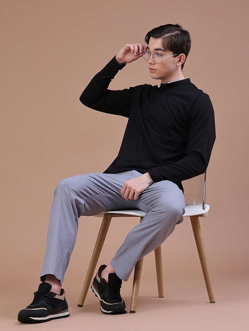 Men Textured Long Sleeve Regular Fit T-shirt - 22467815 -  Standard Image - 5