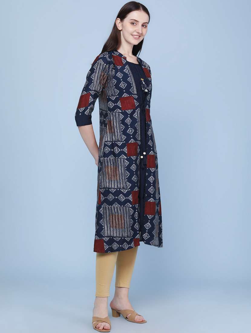 women printed three quarter sleeve kurta - 22467961 -  Standard Image - 3