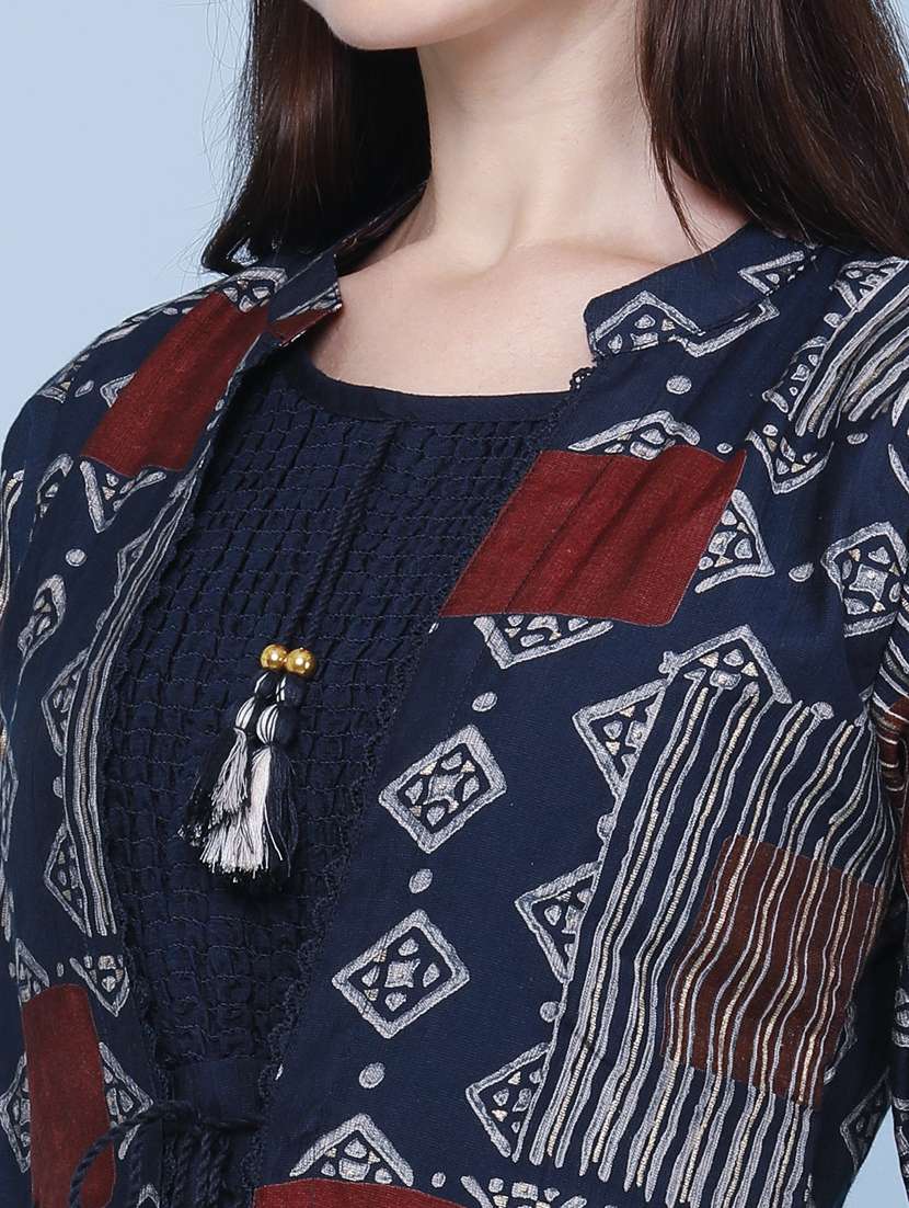 women printed three quarter sleeve kurta - 22467961 -  Standard Image - 5