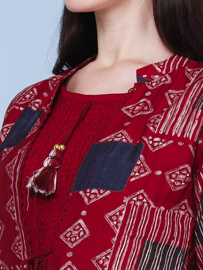 women printed three quarter sleeve kurta - 22467962 -  Standard Image - 5