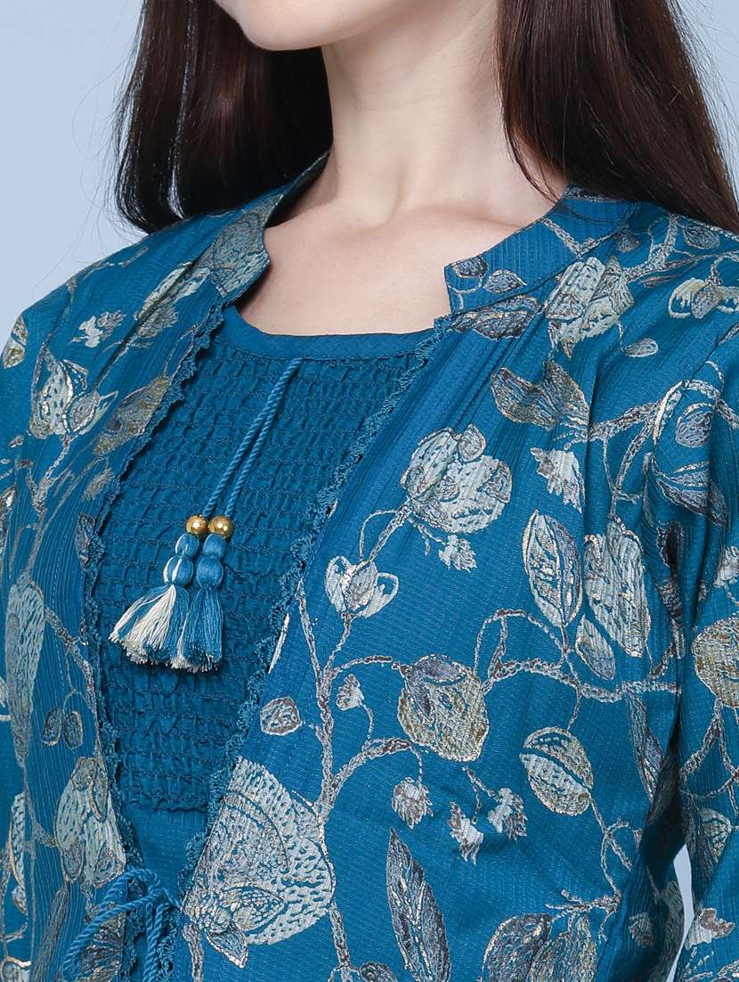women printed three quarter sleeve kurta - 22467963 -  Standard Image - 5