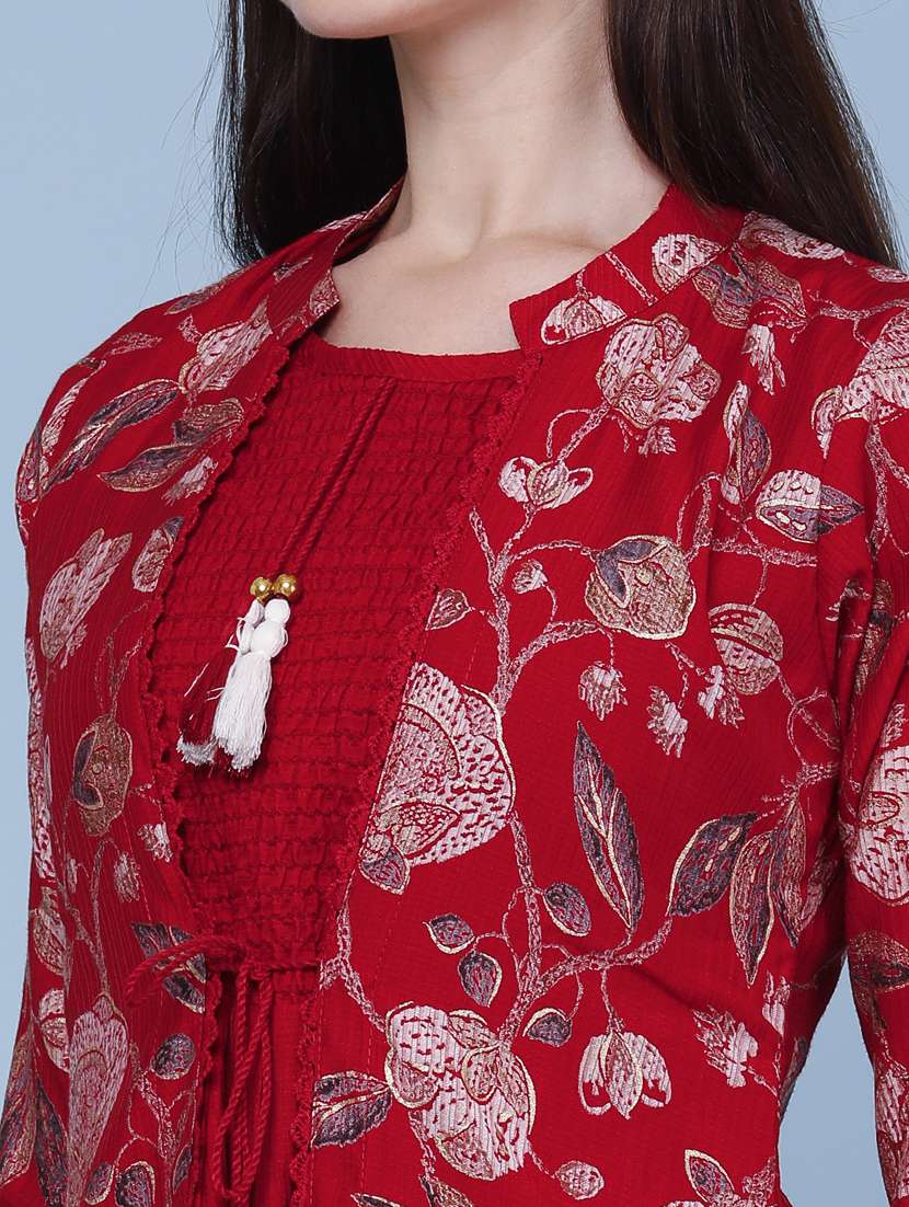 Women Printed Three Quarter Sleeve Kurta - 22467964 -  Standard Image - 5