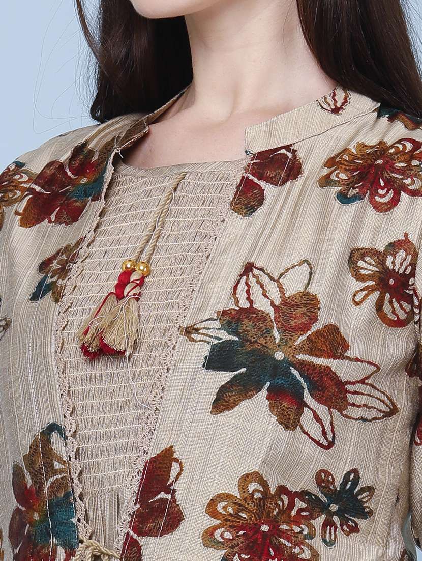 women printed three quarter sleeve kurta - 22467965 -  Standard Image - 5