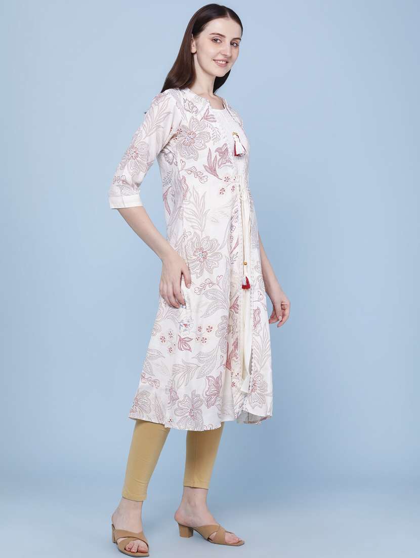 women printed three quarter sleeve kurta - 22467966 -  Standard Image - 3