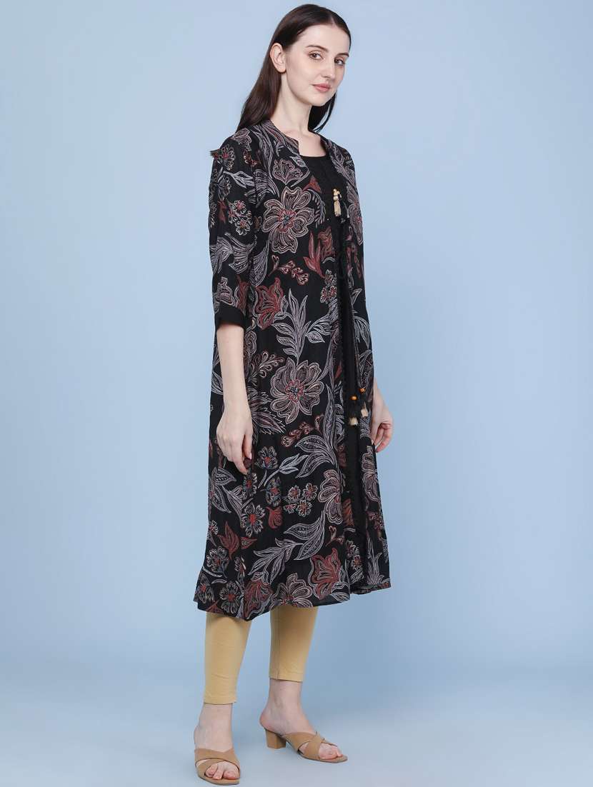 women printed three quarter sleeve kurta - 22467967 -  Standard Image - 3