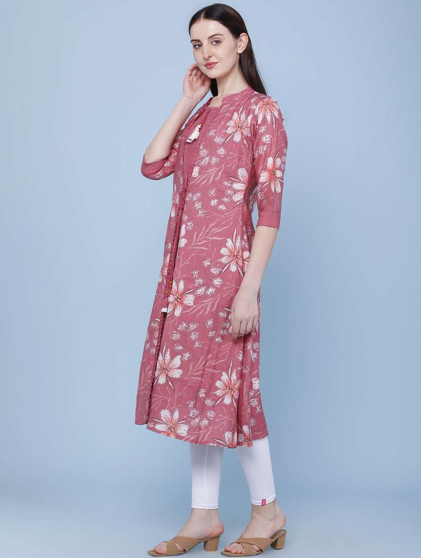 women printed three quarter sleeve kurta - 22467970 -  Standard Image - 3