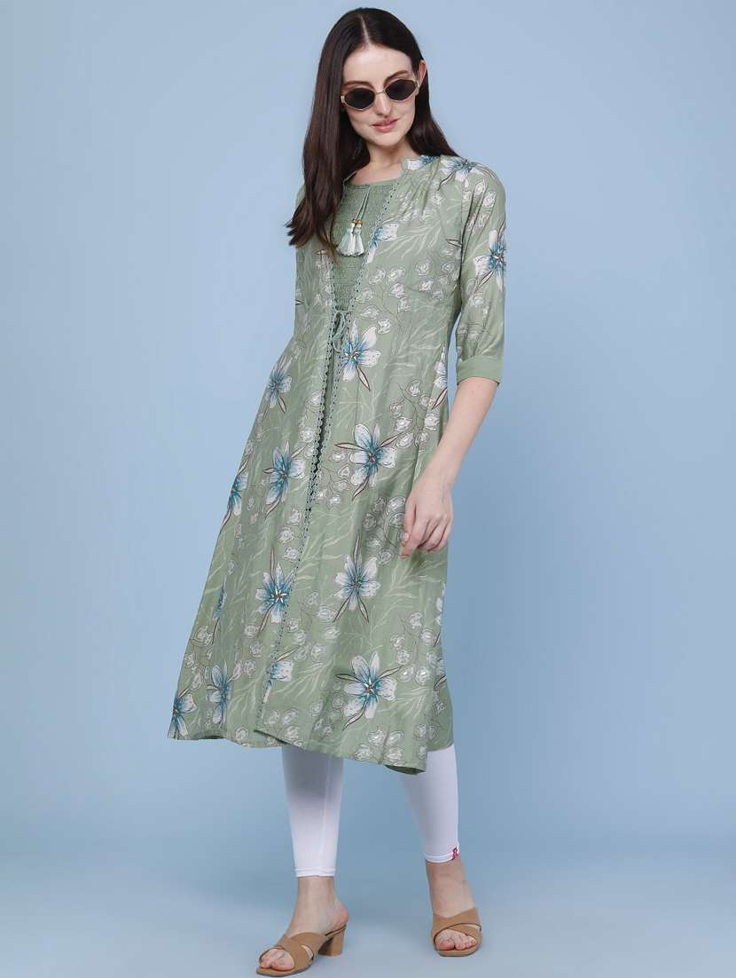 women printed three quarter sleeve kurta - 22467971 -  Standard Image - 3