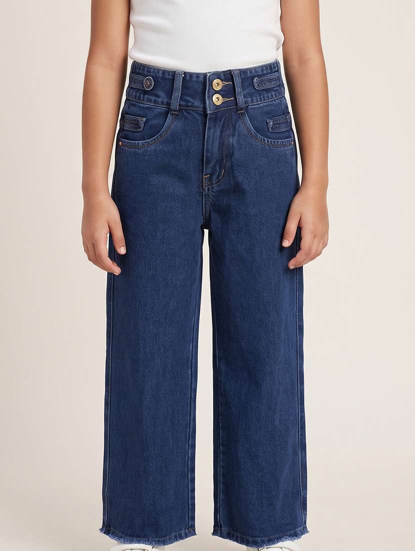 girls solid mid rise straight jeans