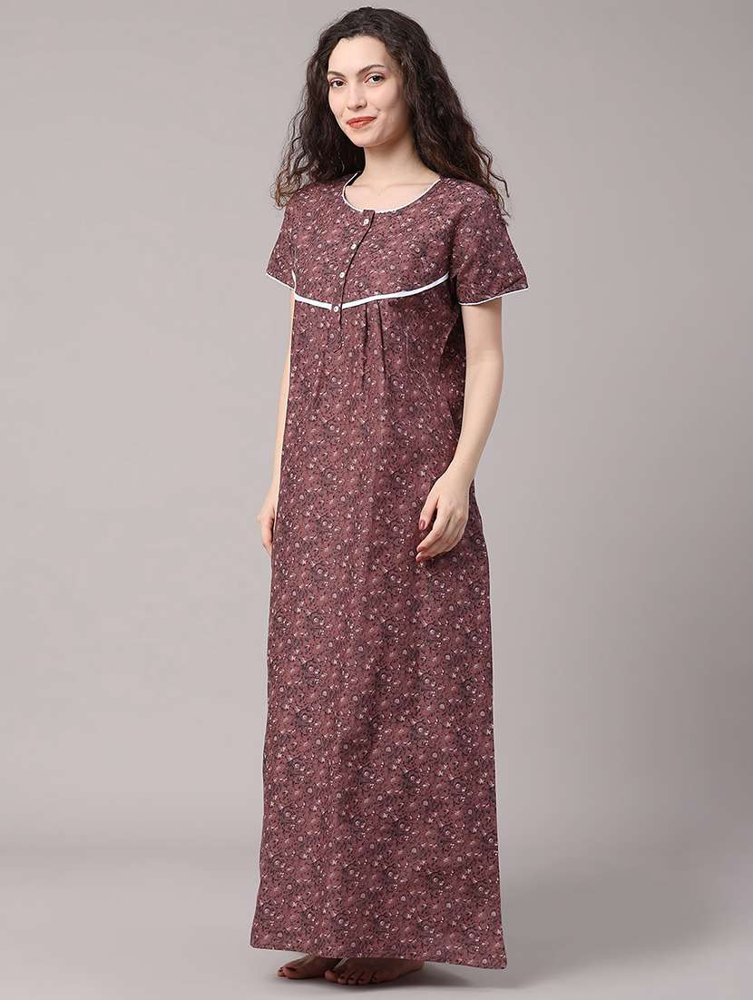 women printed round neck nighty - 22468023 -  Standard Image - 3