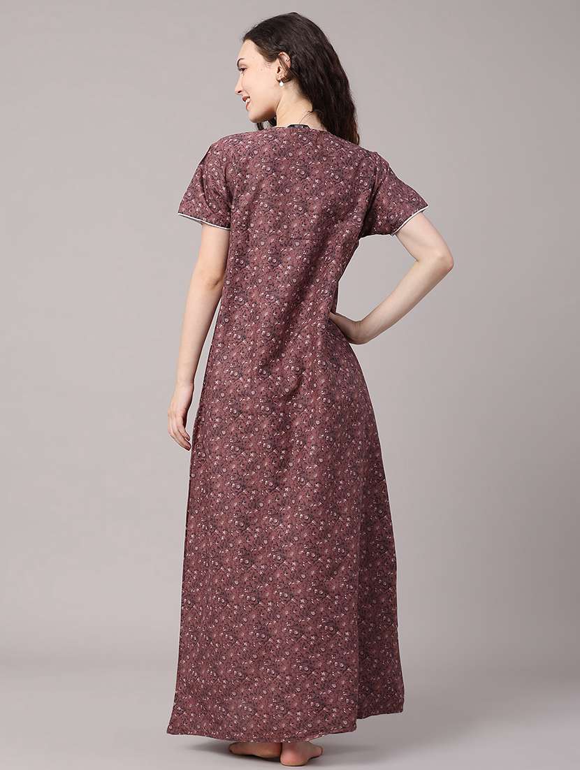 women printed round neck nighty - 22468023 -  Standard Image - 5