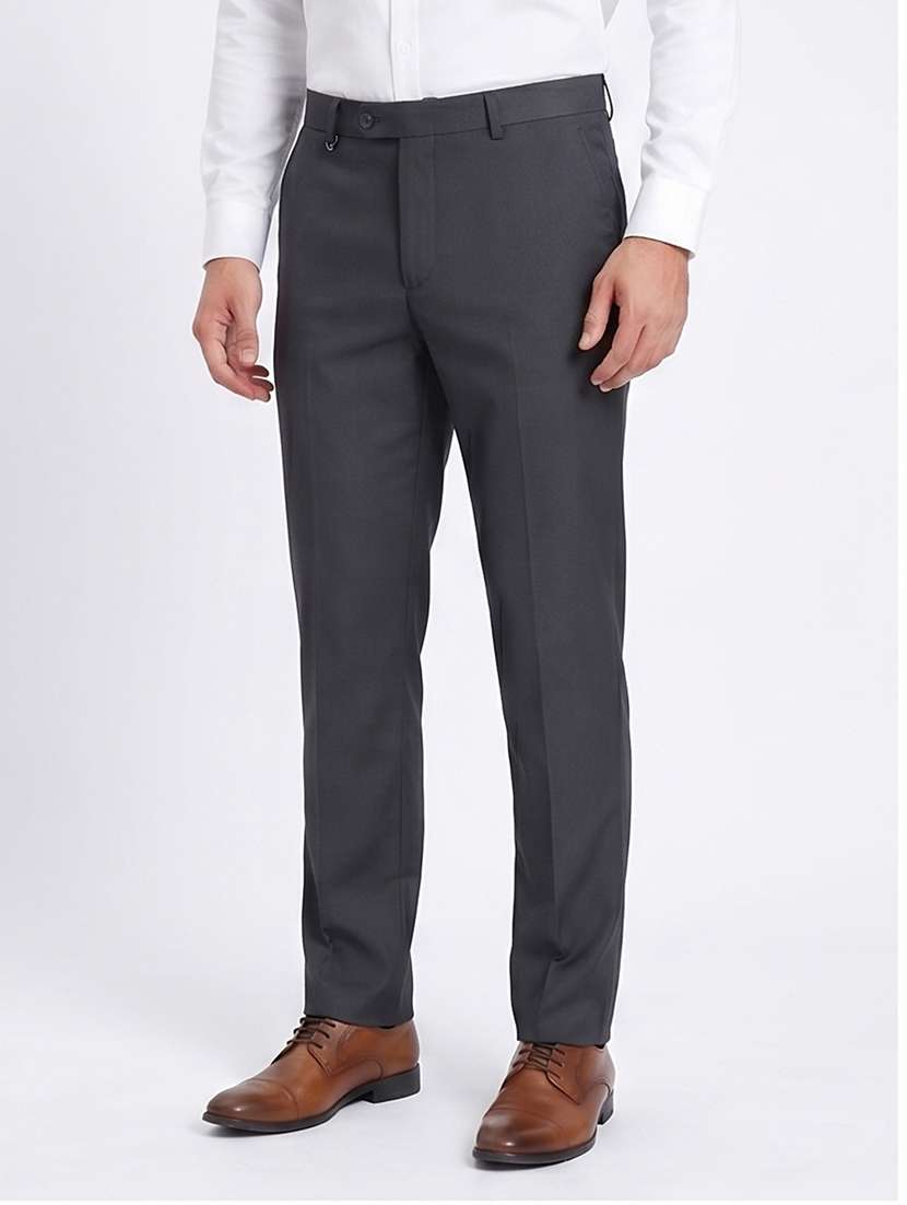 Men Solid Mid Rise Flat Front Formal Trouser - 22468057 -  Standard Image - 3