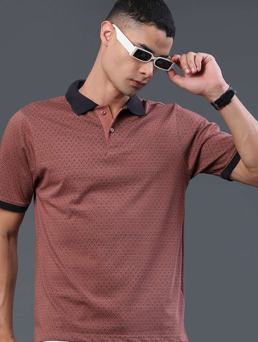 men printed short sleeve regular fit polo t-shirt