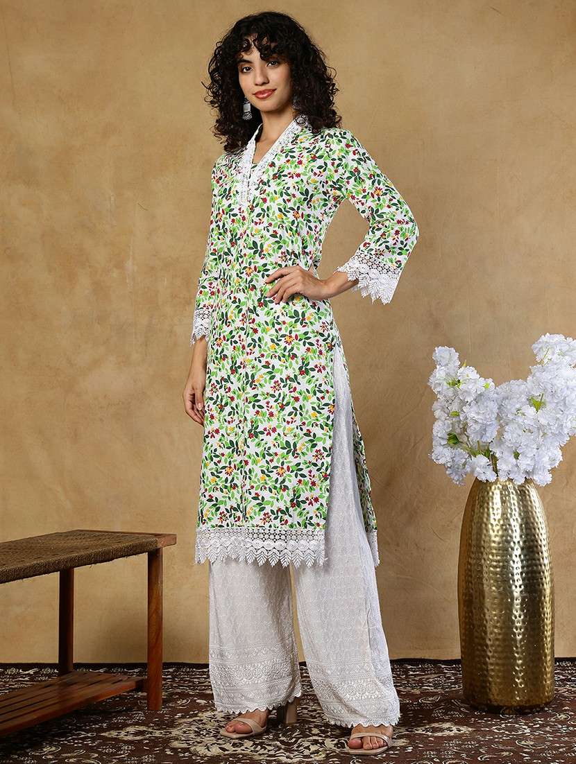 women pink cotton straight kurta - 22468150 -  Standard Image - 3