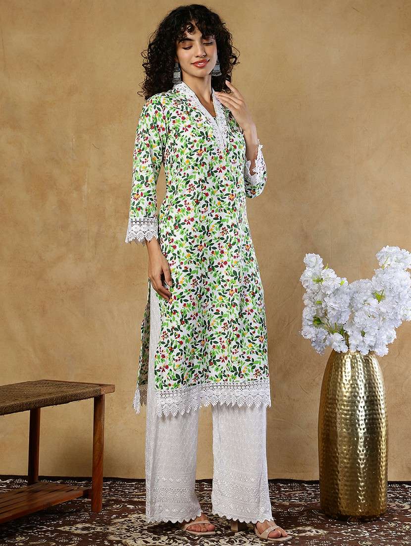 women pink cotton straight kurta - 22468150 -  Standard Image - 5