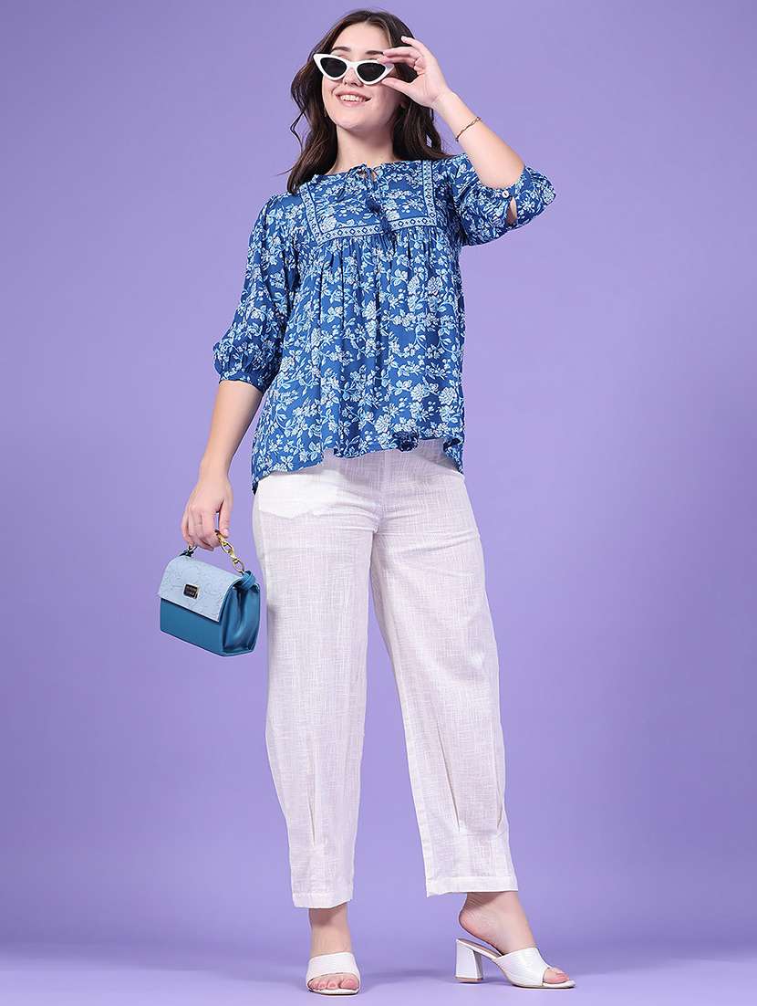 Women Printed Three Quarter Sleeves Flared Top - 22468170 -  Standard Image - 5