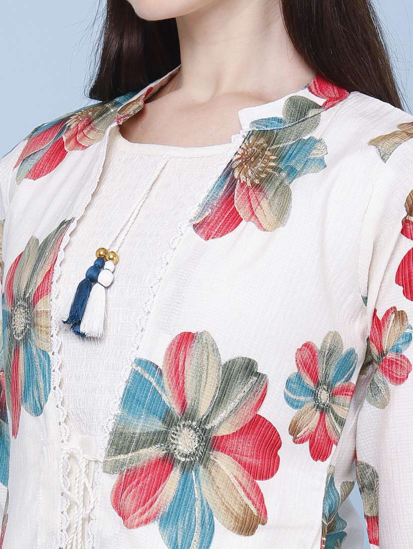 women printed three quarter sleeve kurta - 22468197 -  Standard Image - 3