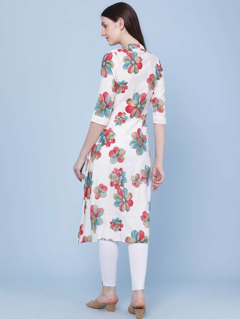 women printed three quarter sleeve kurta - 22468197 -  Standard Image - 5