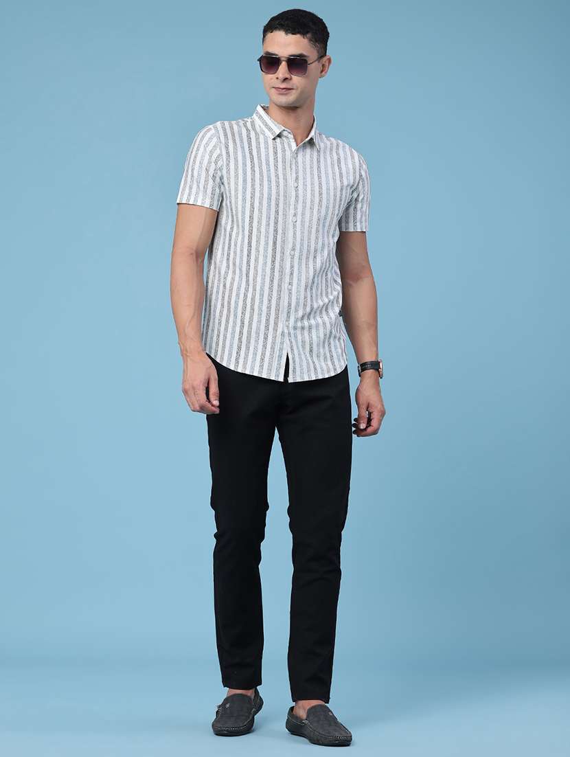 men striped short sleeve slim fit casual shirt - 22468307 -  Standard Image - 5