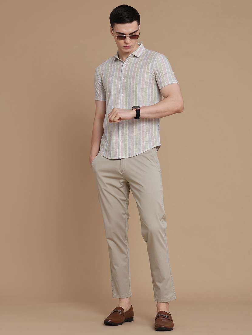 men striped short sleeve slim fit casual shirt - 22468309 -  Standard Image - 5