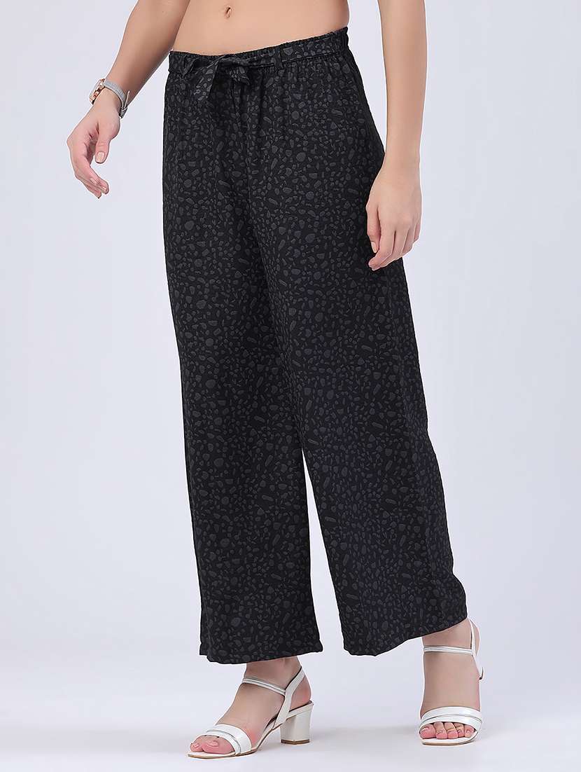 women printed mid rise wide leg trouser - 22468440 -  Standard Image - 3