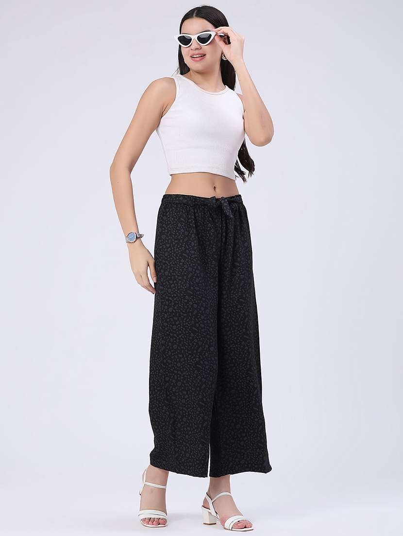 women printed mid rise wide leg trouser - 22468440 -  Standard Image - 5