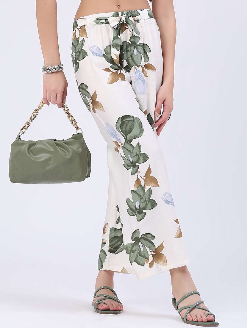 women printed mid rise wide leg trouser - 22468441 -  Standard Image - 3