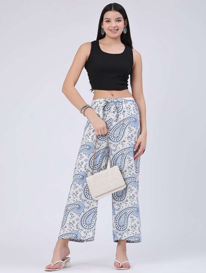 women printed mid rise wide leg trouser - 22468443 -  Standard Image - 5