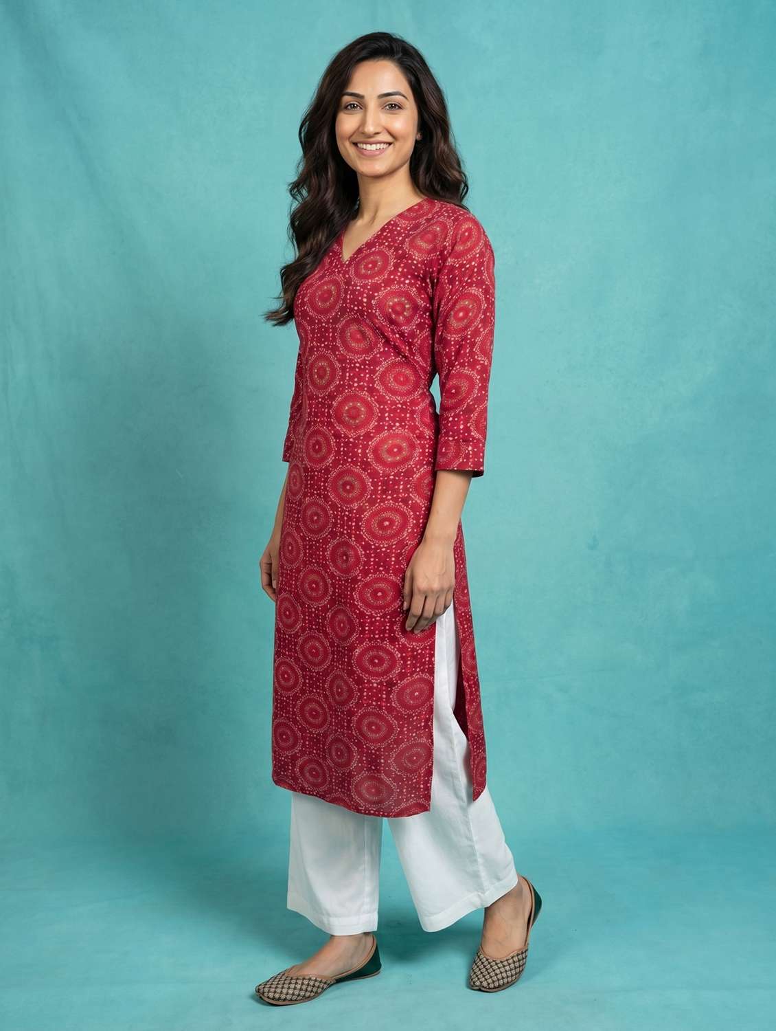 women red viscose straight kurta