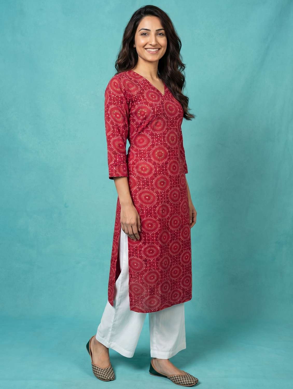 women red viscose straight kurta - 22468501 -  Standard Image - 3
