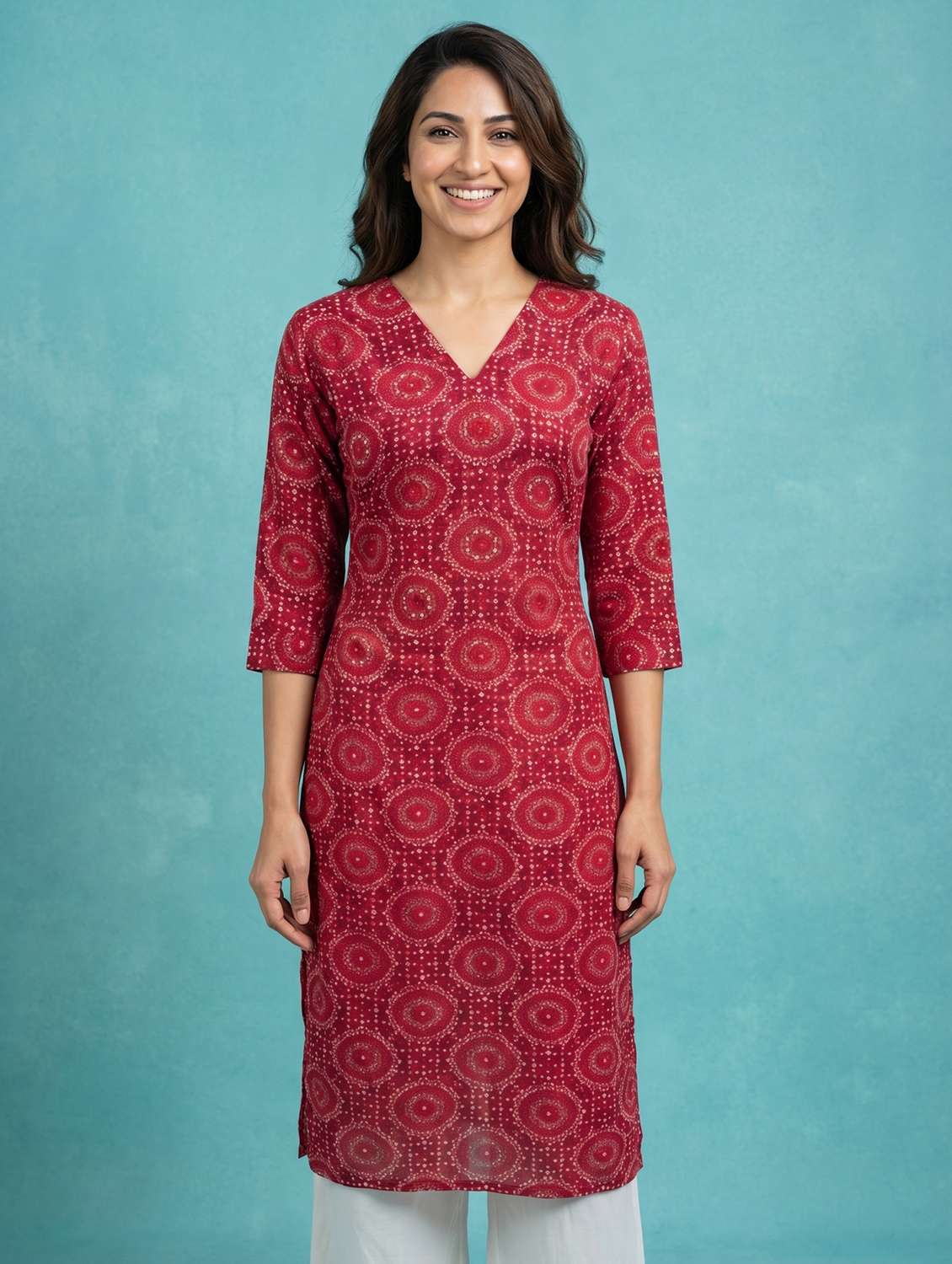 women red viscose straight kurta - 22468501 -  Standard Image - 5