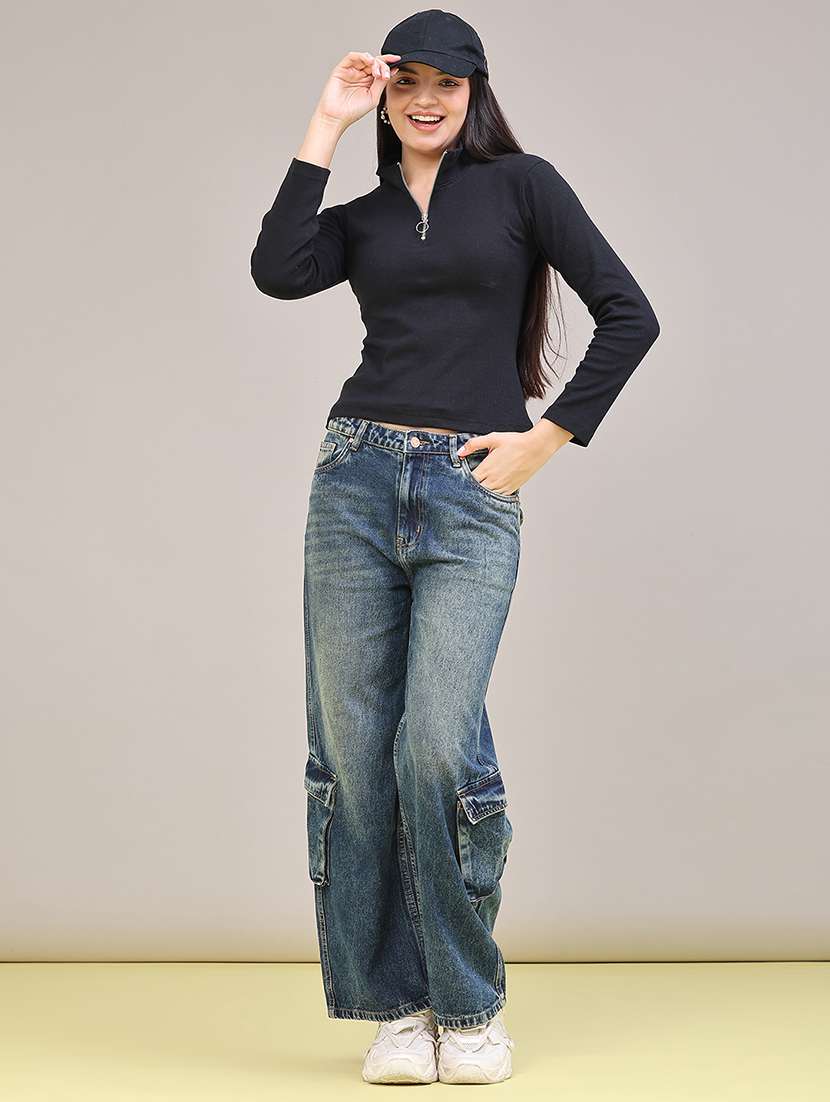 wome solid long sleeves regular top - 22468532 -  Standard Image - 5