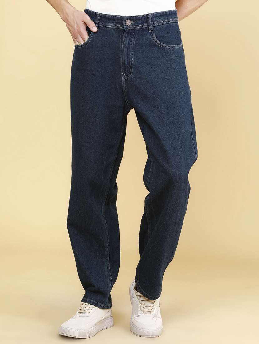 men plain mid rise full length relaxed fit jeans