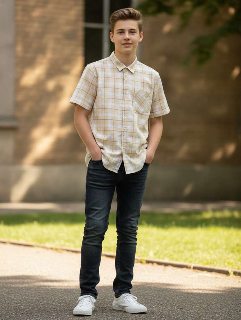 boys printed short sleeves regular fit shirt