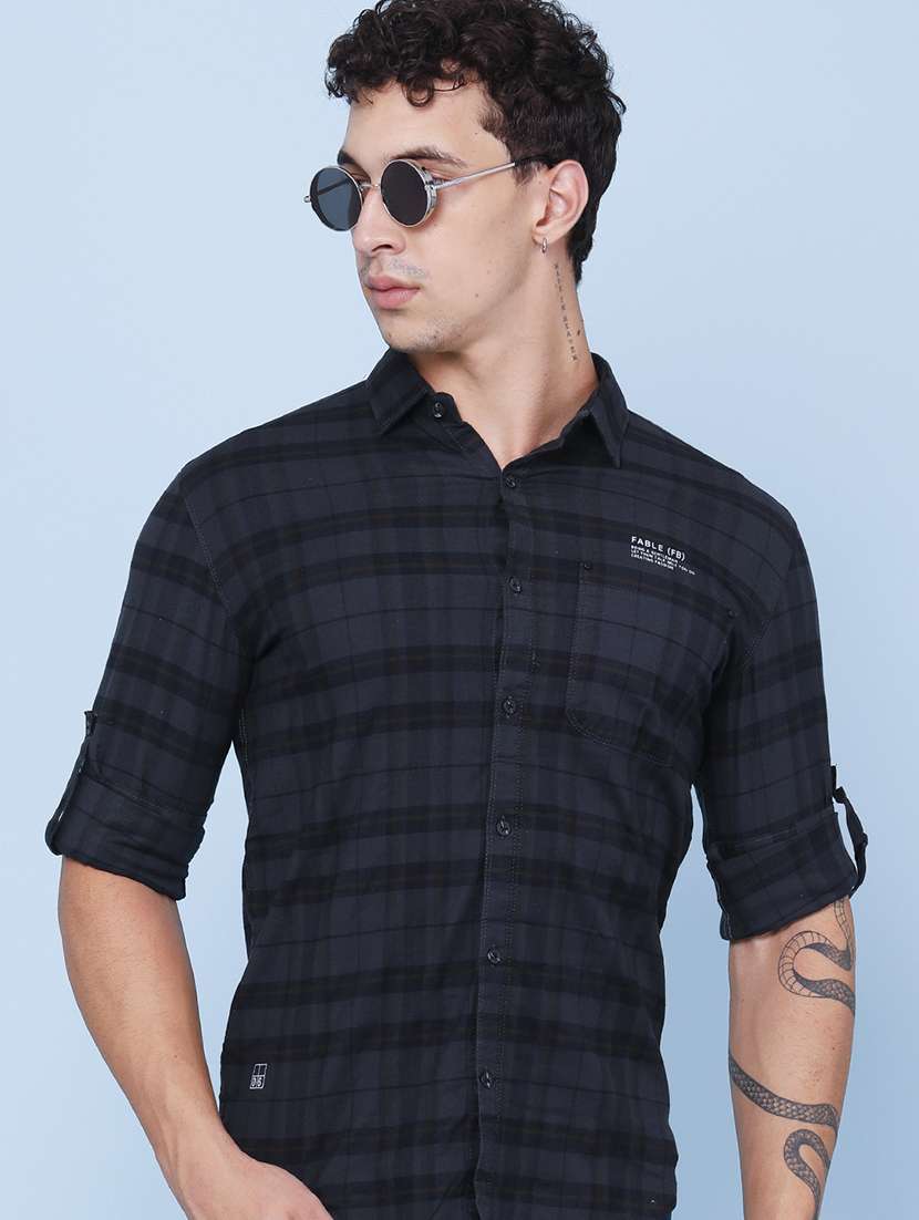 men printed collared regular shirt