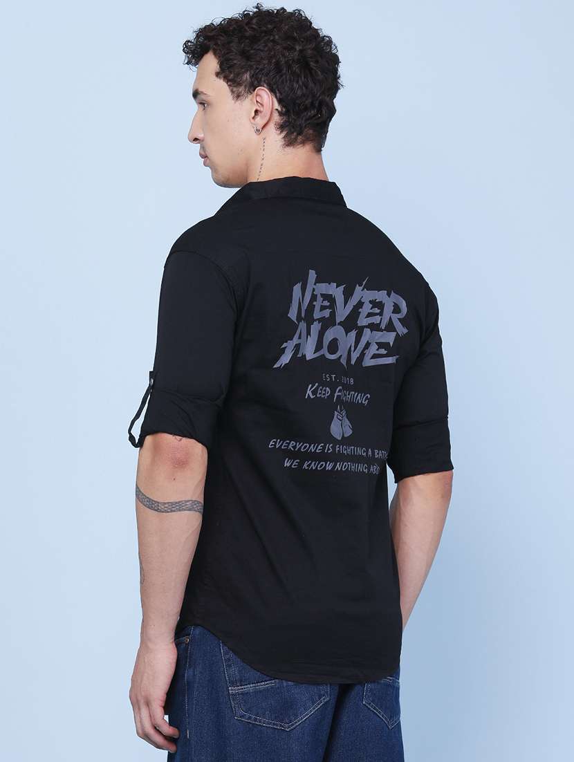 men printed collared regular shirt