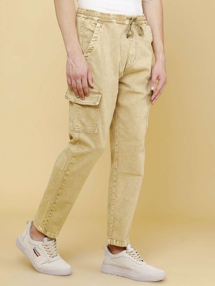men solid mid rise regular fit cargo  - 22468832 -  Standard Image - 3