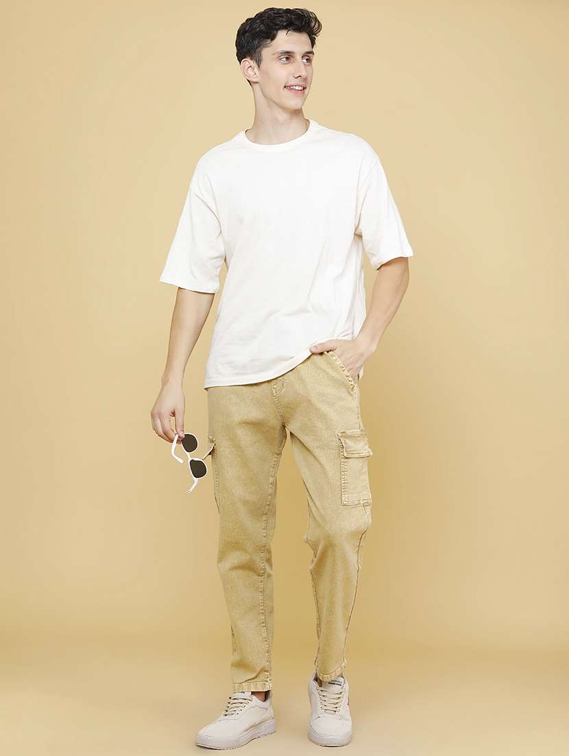 men solid mid rise regular fit cargo  - 22468832 -  Standard Image - 5