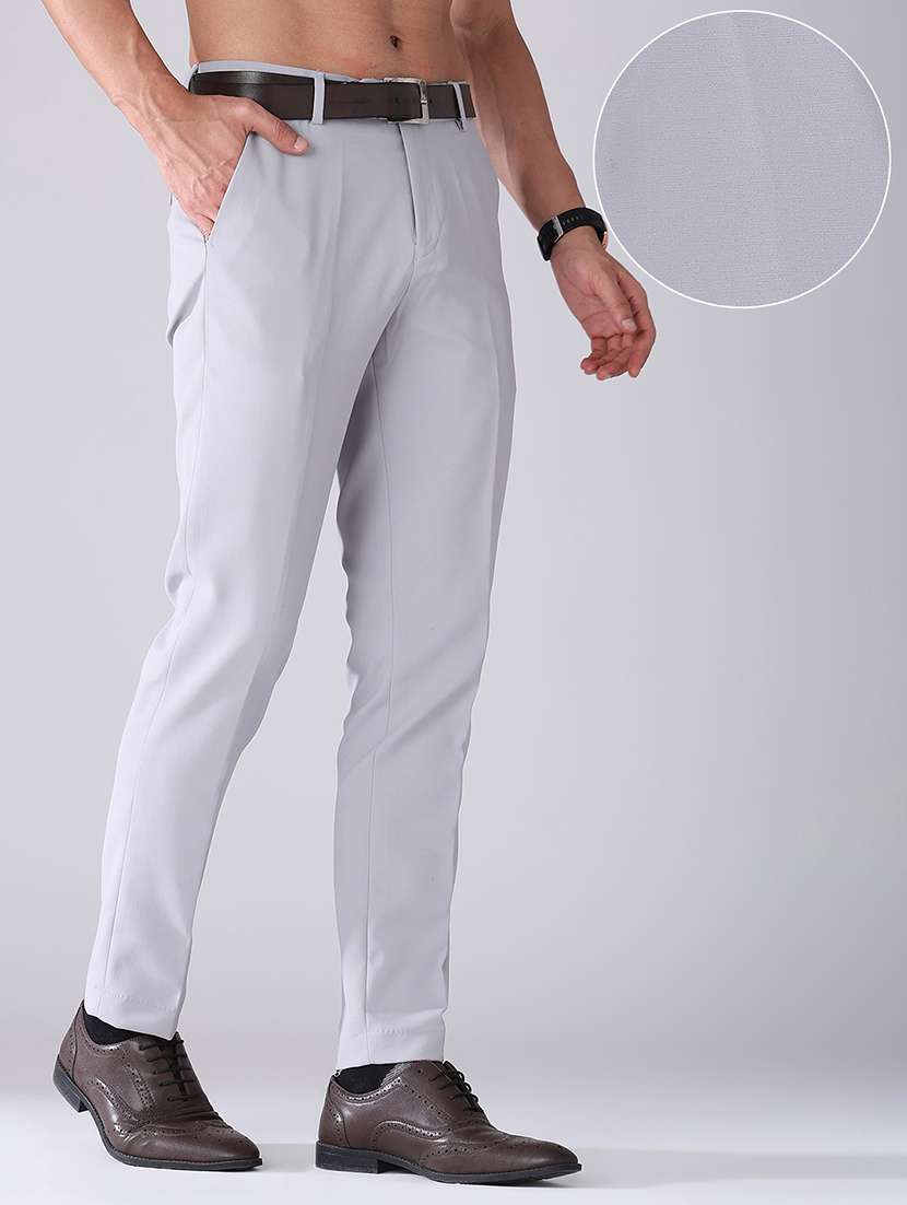men solid mid rise flat front formal trouser - 22468842 -  Standard Image - 3