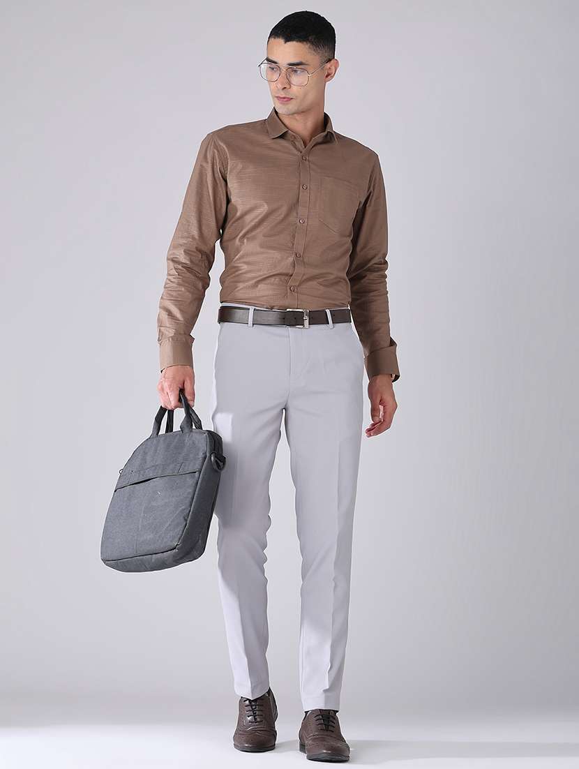 men solid mid rise flat front formal trouser - 22468842 -  Standard Image - 5