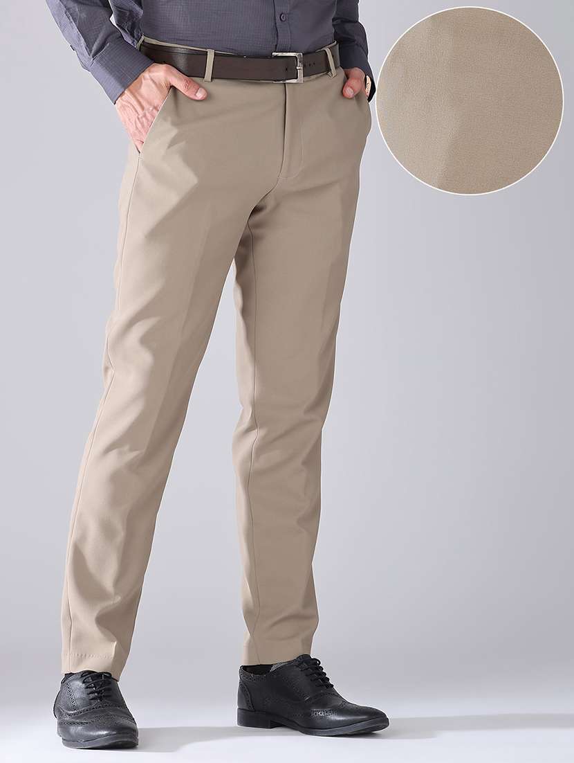 men solid mid rise flat front formal trouser - 22468844 -  Standard Image - 3