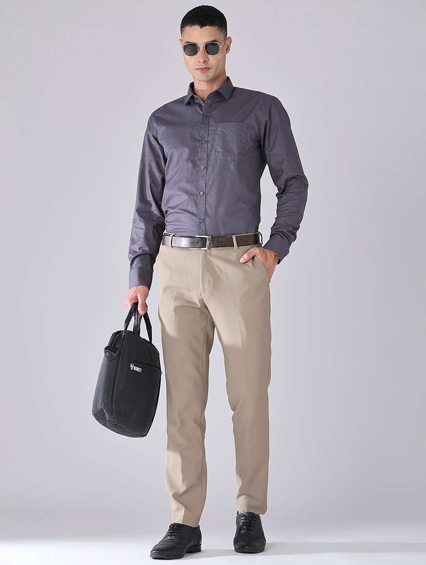 men solid mid rise flat front formal trouser - 22468844 -  Standard Image - 5
