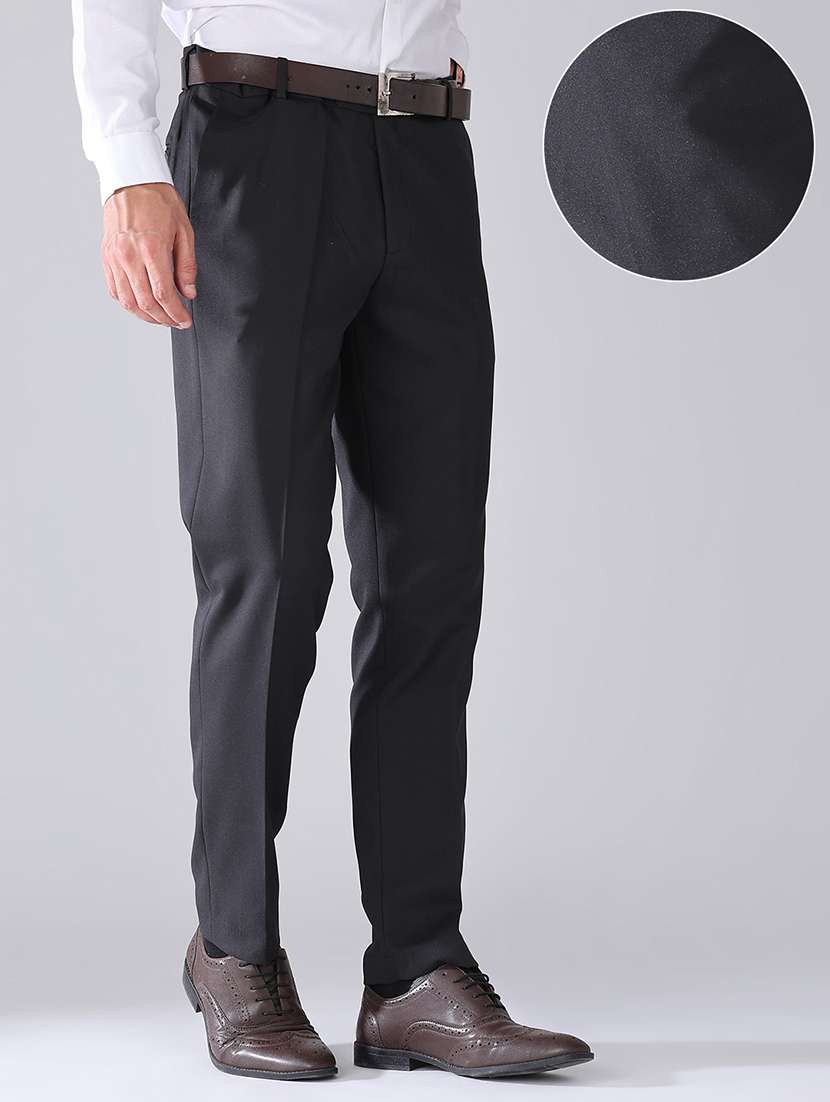 men solid mid rise flat front formal trouser - 22468849 -  Standard Image - 3