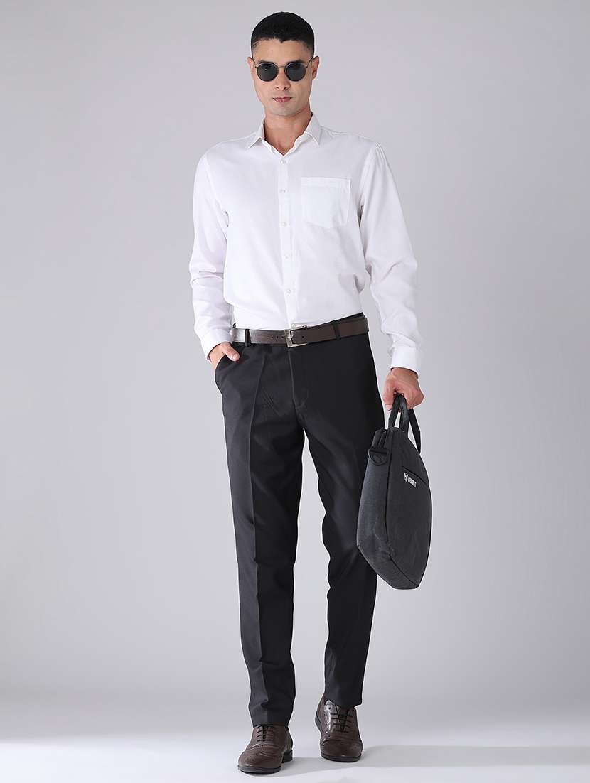 men solid mid rise flat front formal trouser - 22468849 -  Standard Image - 5