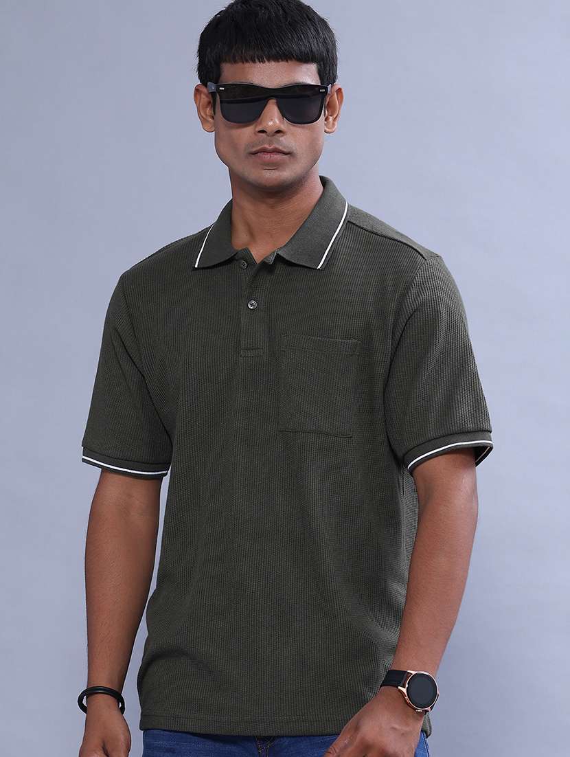 men self design short sleeve regular fit polo t-shirt