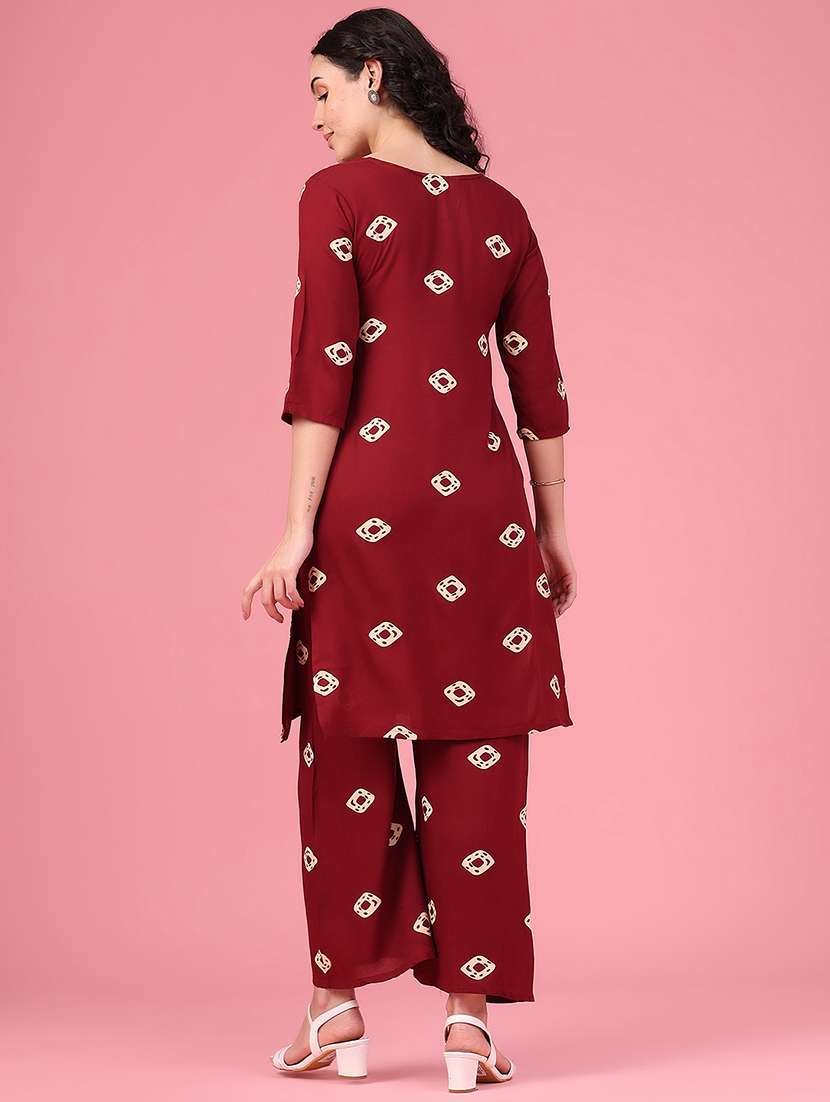 Women Printed Three Quarter Sleeve Ethnic Co-ord Set - 22468966 -  Standard Image - 3