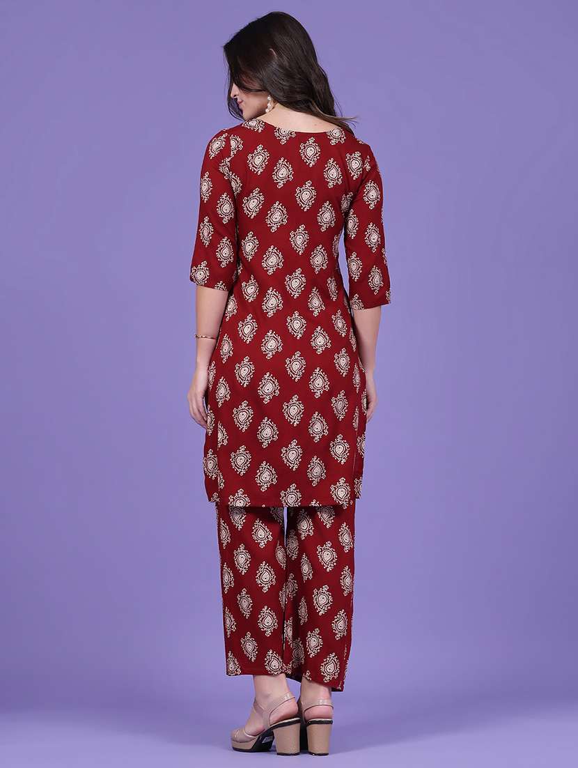 Women Printed Three Quarter Sleeve Ethnic Co-ord Set - 22468971 -  Standard Image - 3