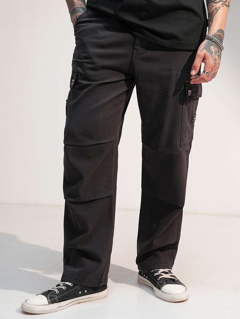 men grey cotton cargo