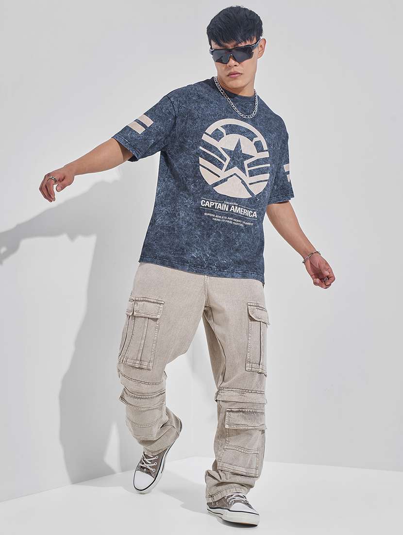 men baggy mid-rise cotton cargos jeans - 22469134 -  Standard Image - 5