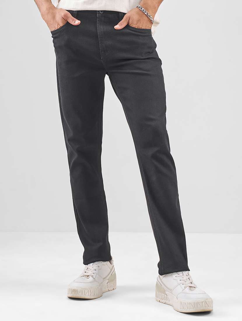 men solid mid rise slim fit jean